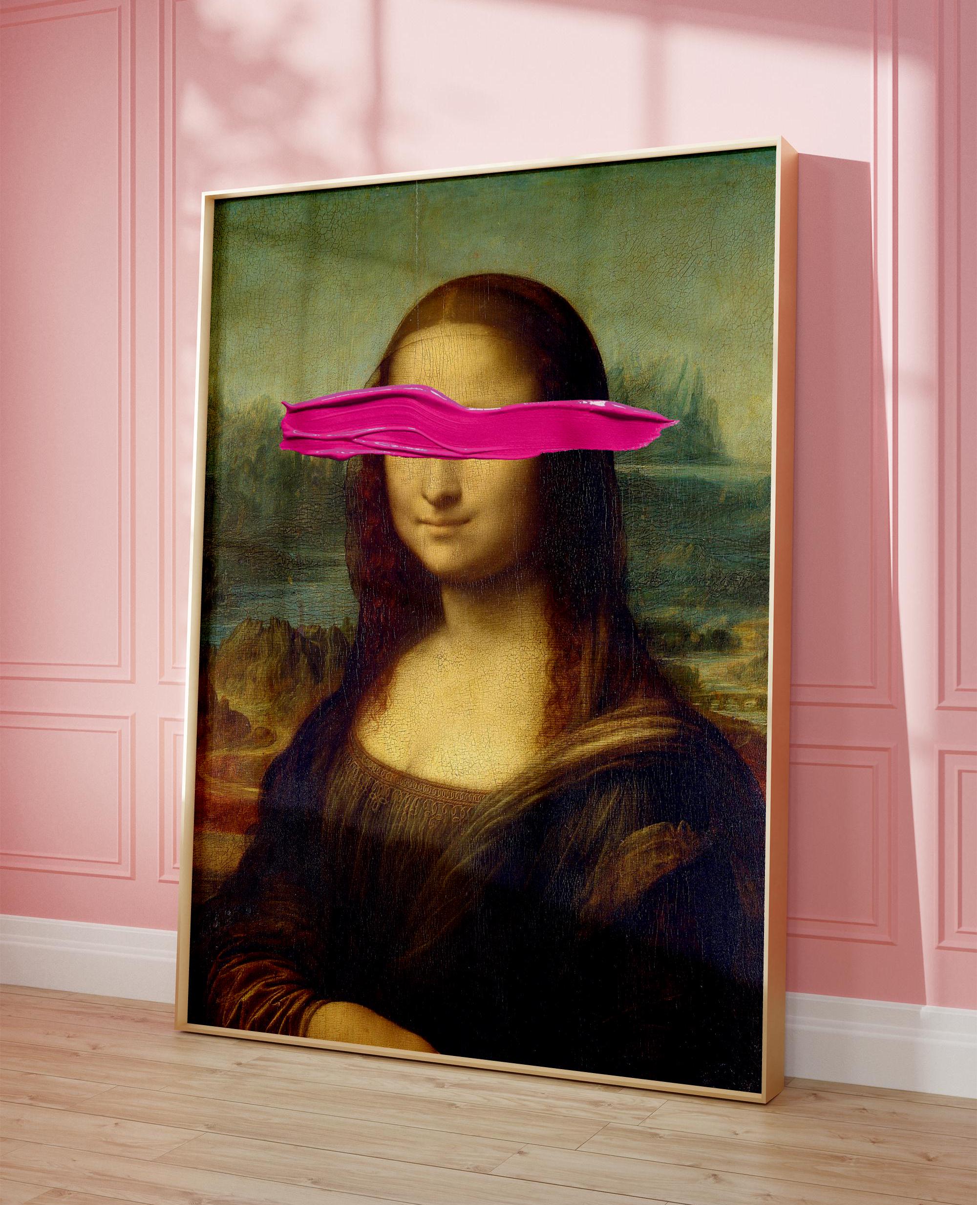 Tableau La Joconde Mona Lisa - Broderie Main Et Acrylique Sur Canevas, Kitsch