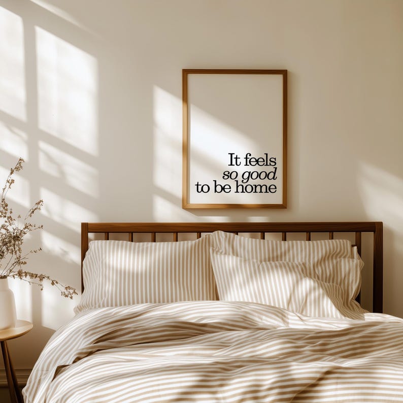 Feels So Good To Be Home Print, Minimalist Quote Art, Trendy Retro Apartment Decor, Digital Download image 14