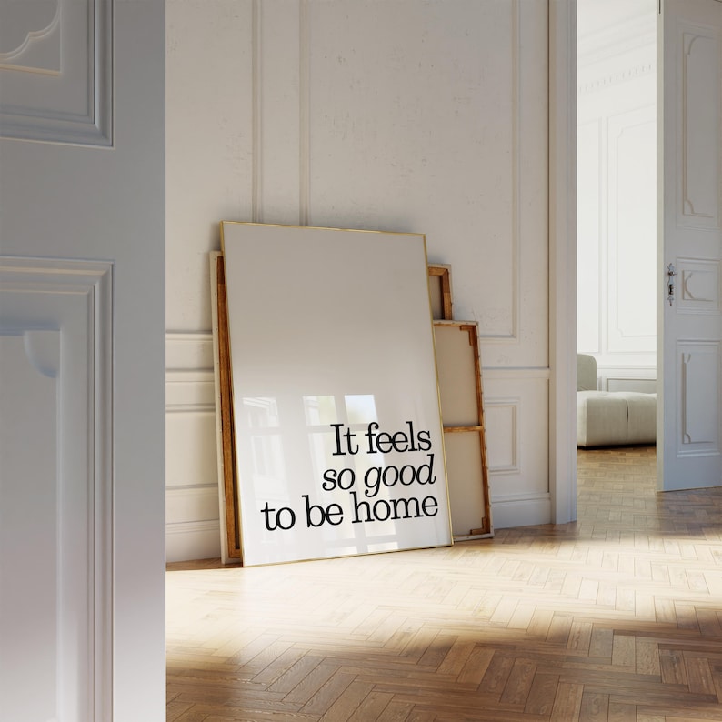 Feels So Good To Be Home Print, Minimalist Quote Art, Trendy Retro Apartment Decor, Digital Download image 17