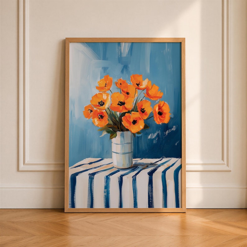 Bright Abstract Flower Vase Print, Modern Abstract Botanical Poster, Floral Wall Art, Digital Download image 1