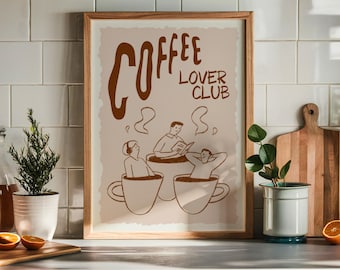 Coffee Lover Print, Kitchen Wall Art, Coffee Lover Gift, Coffee Bar Artwork, Dining Room Print, Aesthetic Kitchen Decor, Printable Wall Art