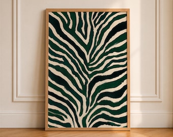 Emerald Green Abstract Print, Modern Contemporary Wall Decor, Mid Century Poster, Digital Download