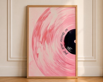 Pink Vinyl Record Wall Art, Retro Music Print, Trendy Wall Decor, Digital Download