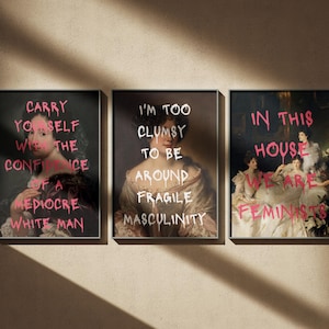 Feminism Poster Set of 3, Altered Art Print, Vintage Feminist Quote Art, Maximalist Wall Art, Eclectic Home Decor, Girl Power Digital Prints image 7