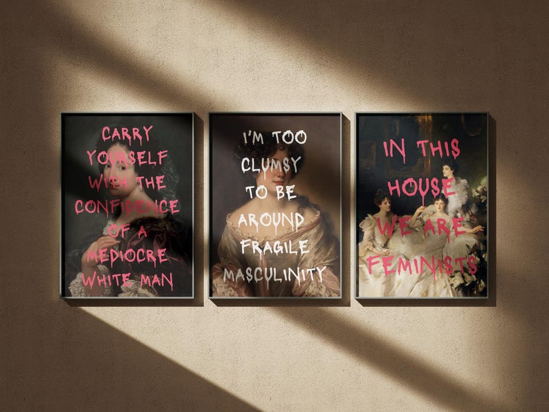 Feminism Poster Set of 3, Altered Art Print, Vintage Feminist Quote Art, Maximalist Wall Art, Eclectic Home Decor, Girl Power Digital Prints image 7