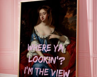 Altered Renaissance Portrait Print, Funky Maximalist Eclectic Poster (Digital Download)