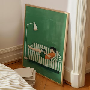 Emerald grüne Frau Lese Wand Kunst Weiblich Abstrakt Druck Buch Liebhaber Wand Kunst Trendy Lese Poster Zeitgenössische Kunst Modernes Dekor druckbare
