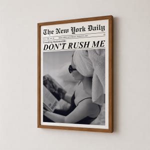 Trendy Newspaper Print, Don't Rush Me, New York Times Wall Art, Bathroom Decor, Aesthetic Apartment Poster, Girl Dorm Room Retro, Printable