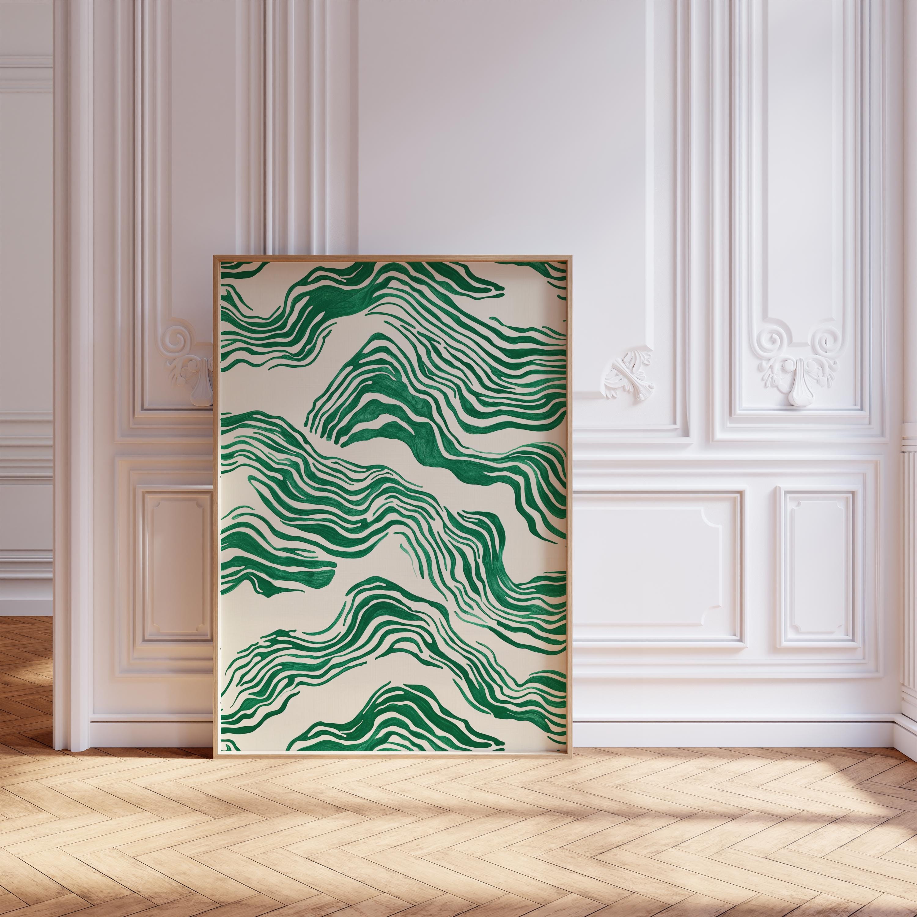 Mid Century Green Art Print, Modern Abstract Wall Art Decor, Minimalist