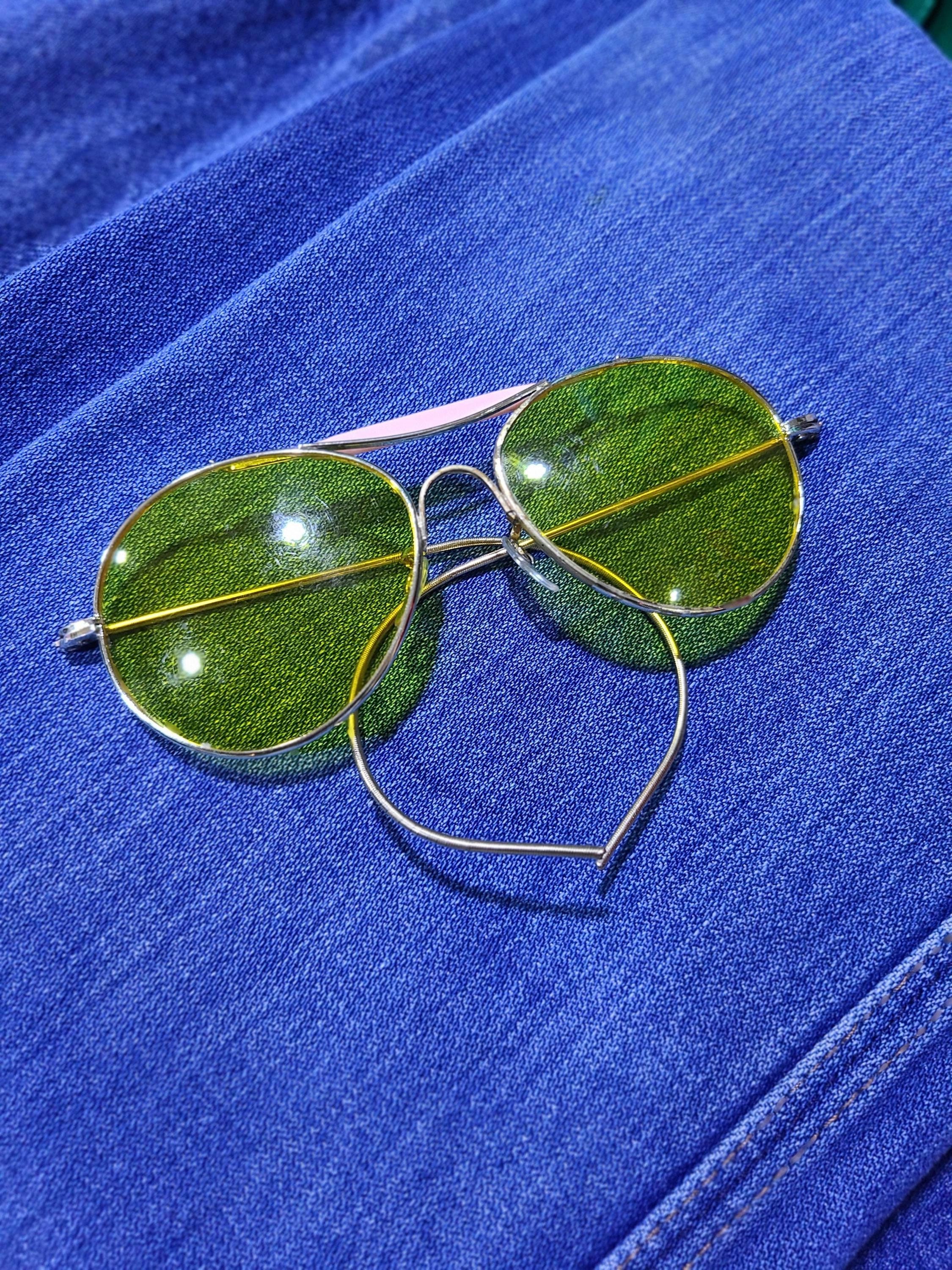 Vintage Aviator Pilot Yellow Lens Sunglasses