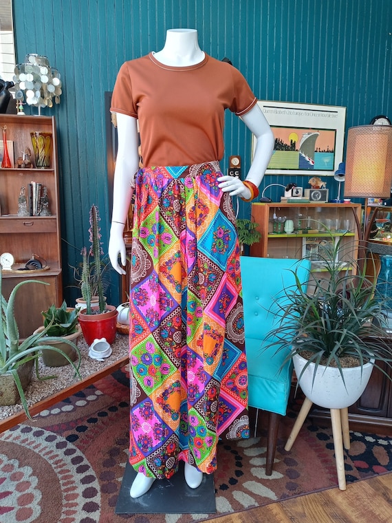 1960s Floral Patchwork Style Wrap Skirt