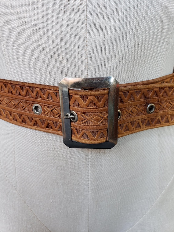 Vintage Tooled Leather Belt