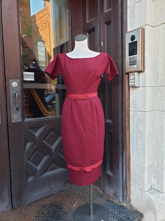 1950's Mr. Mort Burgundy Wool Dress