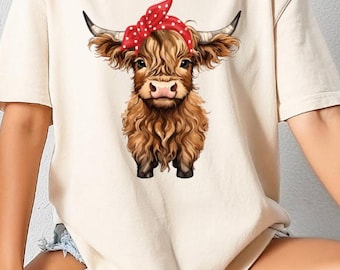 Highland Cow Comfort Colors Shirt, Farm Animal Tee