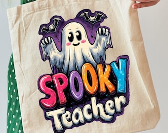 Spooky Teacher Ghost PNG: Retro Halloween Design (Digital Download