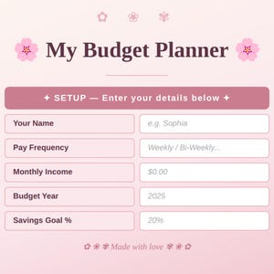 Planilha de Controle Orçamentário Coquette | Excel e Google Sheets | Planejador Orçamentário Semanal, Quinzenal e Mensal | Controle Financeiro Floral para Mulheres imagem 3