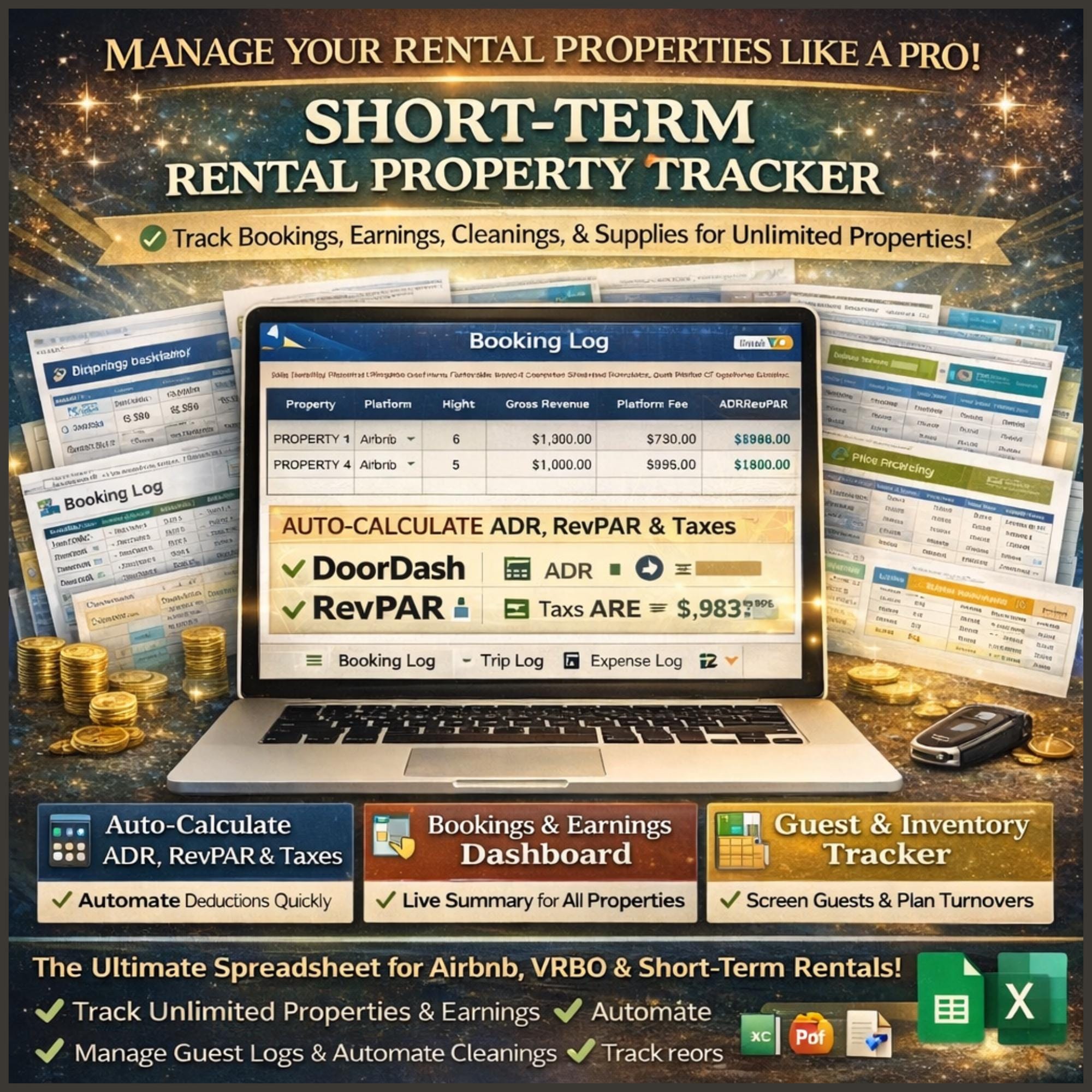 Short-term Rental Manager Google Sheets Excel | Airbnb VRBO Hip-camp ...