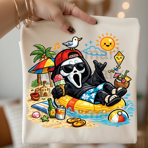 Summerween Ghost PNG | Funny Summer Ghost Design | Beach Ghost PNG | Spooky Summer Vacation Shirt Graphic Png for Mug Tote Beach Bag Png