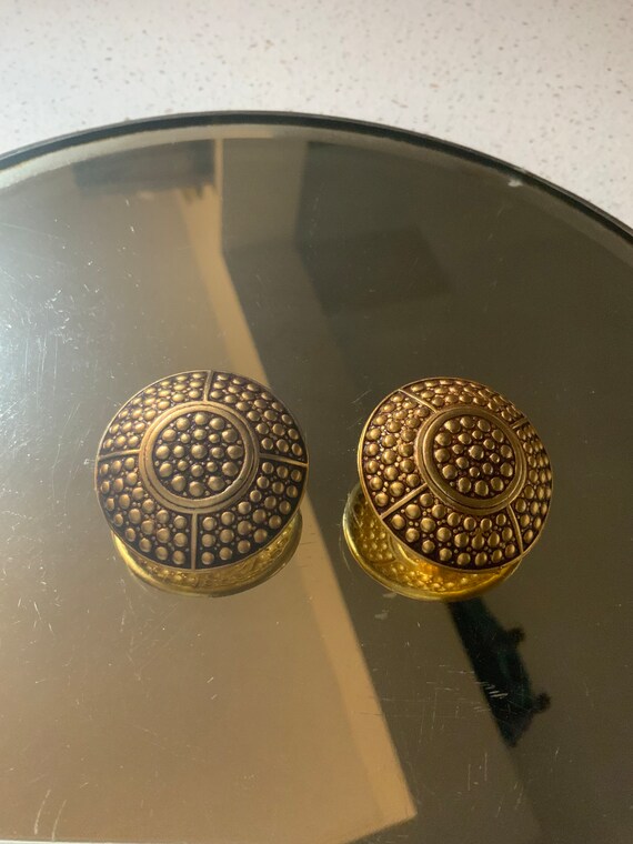 Ben Amun Large Bold Gold Shield Circle Earring 198