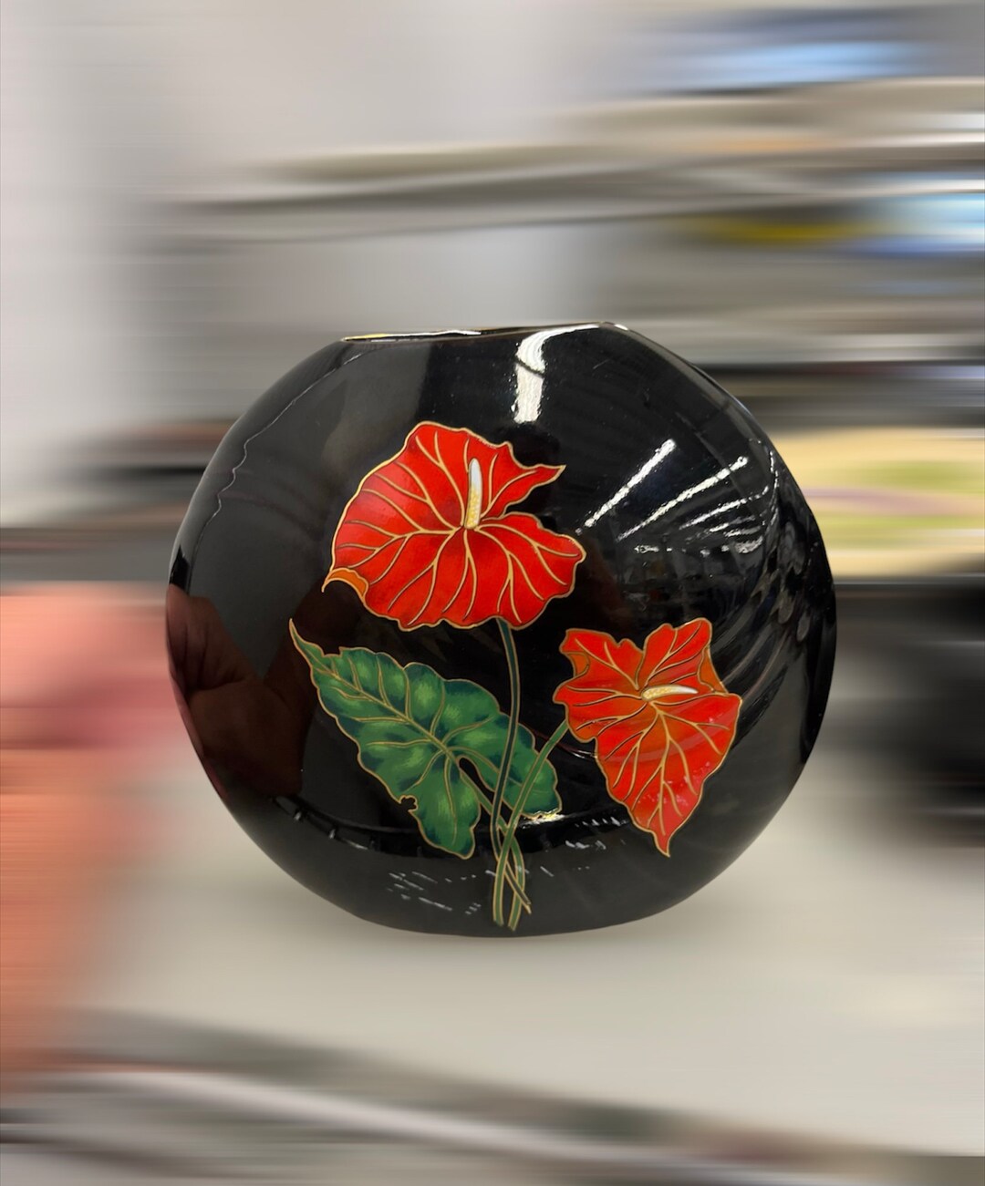 Toyo Japan Vase Anthurium Design Vintage High Gloss Etsy