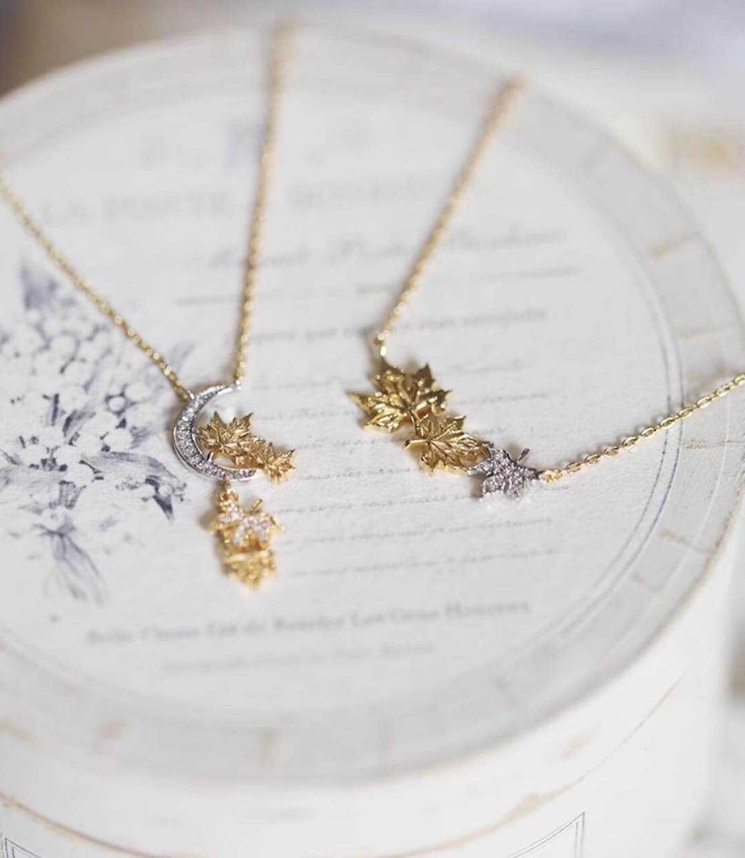 14K Gold Plated 925 Sterling Silver Necklace Gold Maple Leaf - Etsy