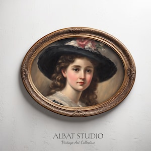 Vintage Young Lady Painting | Antique Female Portrait | Digital Download | P114