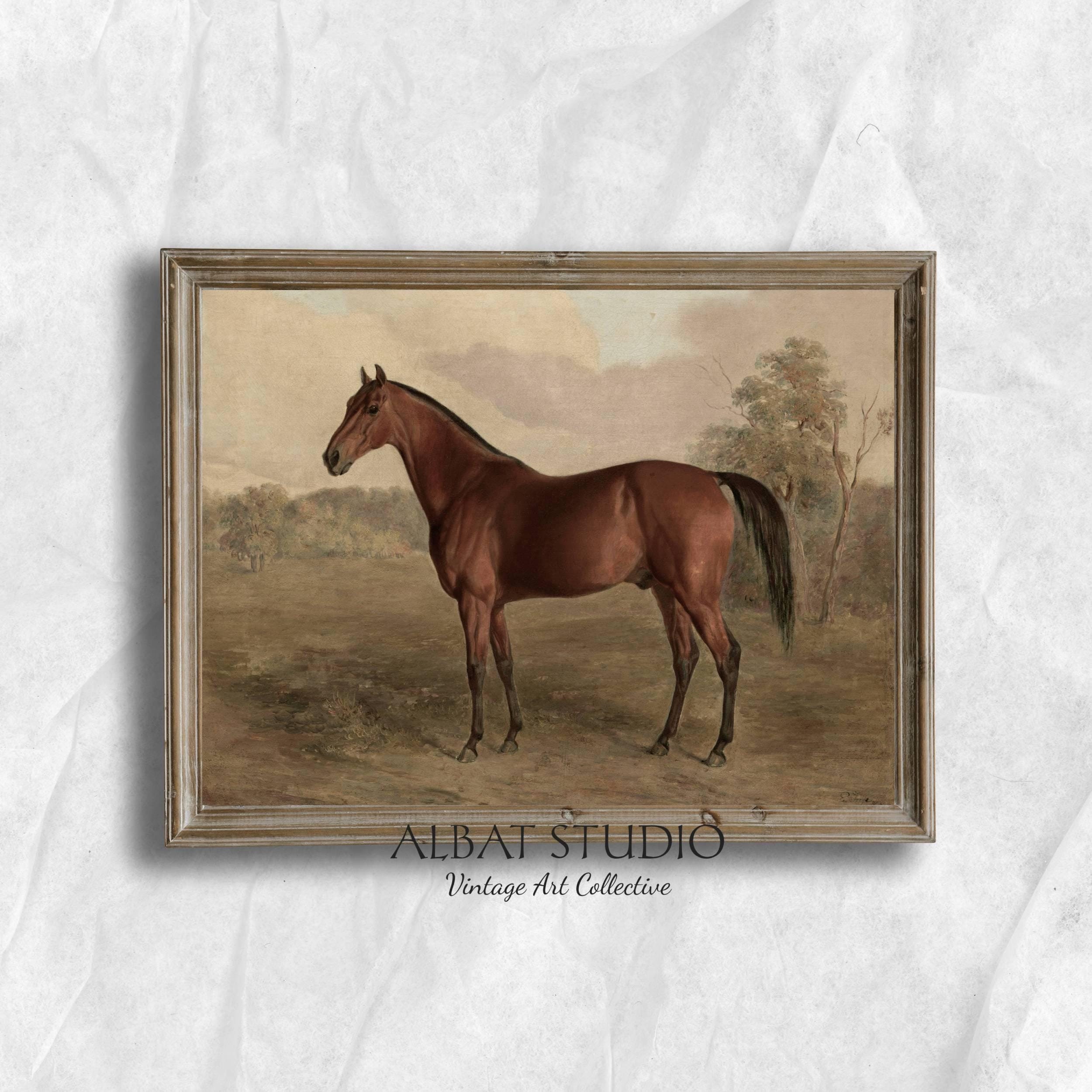 Vintage Horse Painting | Farmhouse Horse Oil Print | Antique Printable ...
