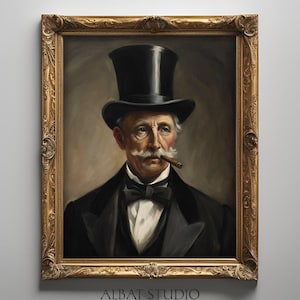 Portret dżentelmena w stylu vintage | Wydruk męski | Szkic malarski | Portret starca | Wydruki cyfrowe | P7
