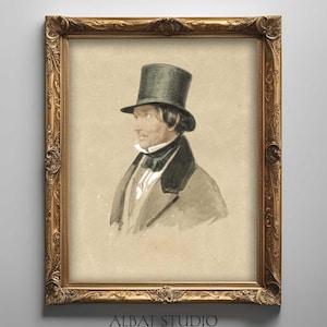Stary gentleman w cylindrze | Stary portret | Stary portret gentlemana | Pobierz cyfrowo | P99