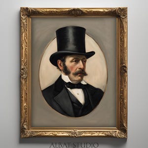 Vintage Gentleman in a Top Hat | Vintage Portrait Painting | Antique Gentleman Portrait | Download Digital | P2