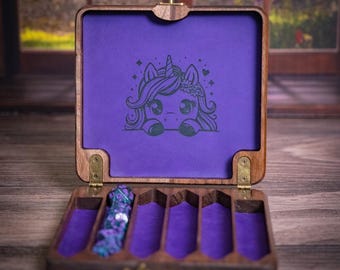Unicorn Themed Dice Vault and Dice Bundle