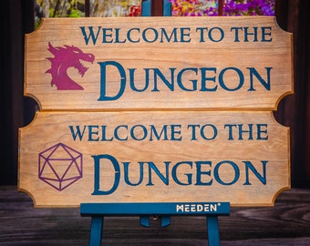 Welcome to the Dungeon Wall Sign | USA Made • Hardwood • Cherry • Wall Art