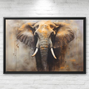 Elephant Canvas Art Elephant Artwork Indian Elephant Colorful Wall Hanging India Happy Elephant Painting Boho Wall Art Cute Apartment Decor