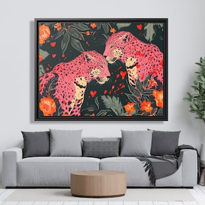 Leopard Wall Art Boho Leopard Canvas Kitsch Art Big Cat Art Whimsical Leopard Art Painting Leopard Kitsch Aesthetic Leopard Lover Gift Print