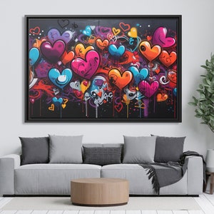 Wall Art Banksy Street Art Graffiti Heart Art Romantic Painting Colorful Hearts Graffiti Painting Banksy Artwork Heart Painting Large Banksy