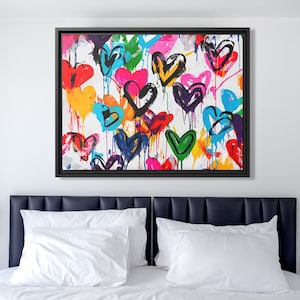 Wall Art Banksy Street Art Graffiti Heart Art Romantic Painting Colorful Hearts Graffiti Painting Banksy Artwork Heart Painting Large Banksy