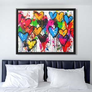 Wall Art Banksy Street Art Graffiti Heart Art Romantic Painting Colorful Hearts Graffiti Painting Banksy Artwork Heart Painting Large Banksy