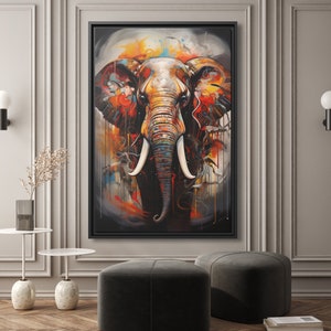 Elephant Canvas Art Elephant Artwork Indian Elephant Colorful Wall Hanging India Happy Elephant Painting Boho Wall Art Cute Apartment Decor