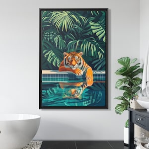 Tiger Wall Art Oriental Boho Tiger Canvas Kitsch Art Big Cat Art Whimsical Tiger Art Tiger Painting Kitsch Aesthetic Bengal Tiger Lover Gift