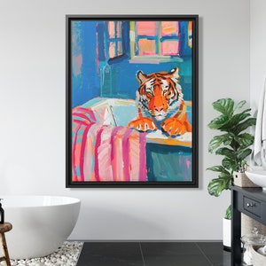 Tiger Wall Art Oriental Boho Tiger Canvas Kitsch Art Big Cat Art Whimsical Tiger Art Tiger Painting Kitsch Aesthetic Bengal Tiger Lover Gift