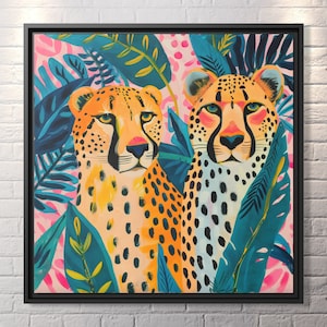Leopard Wall Art Boho Leopard Canvas Kitsch Art Big Cat Art Whimsical Leopard Art Painting Leopard Kitsch Aesthetic Leopard Lover Gift Print