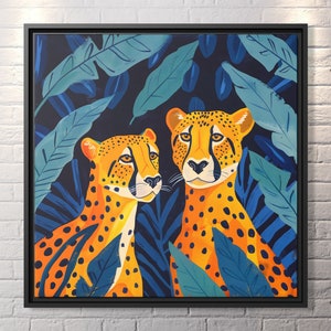 Leopard Wall Art Boho Leopard Canvas Kitsch Art Big Cat Art Whimsical Leopard Art Painting Leopard Kitsch Aesthetic Leopard Lover Gift Print