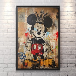 Mickey Mouse Canvas Classic Mickey Mouse Painting Banksy Wall Art Graffiti Banksy Mickey Mouse Print Graffiti Street Art Canvas Banksy Art