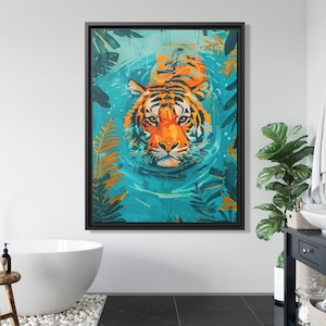 Tiger Wall Art Oriental Boho Tiger Canvas Kitsch Art Big Cat Art Whimsical Tiger Art Tiger Painting Kitsch Aesthetic Bengal Tiger Lover Gift
