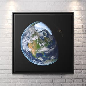 Énorme décoration murale sur toile Terre, toile Terre, Art du monde, toile Le monde, toile de l'espace, toile Art mural avec vue sur la Terre, impression sur toile planète