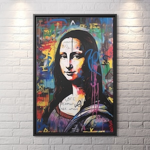Mona Lisa Pop Art Graffiti Mona Lisa Wall Art Modern Urban Art Pop Artwork Mona Lisa Painting Graffiti Modern Mona Lisa Popart Canvas Print