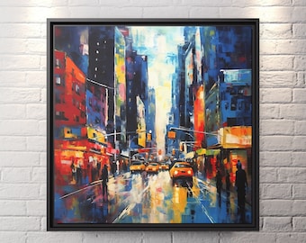 Abstract New York Canvas NYC Painting New York Manhattan Painting New York Landscape Manhattan Wall Art Skyline Painting NYC Wall Art NYC