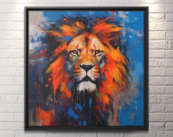 Lion Abstract Art Lion Artwork Colorful Lion Art Painting Lion Canvas Wall Art Lion Painting Rustic Gallery Wall Lion Lovers Gift Lion Print
