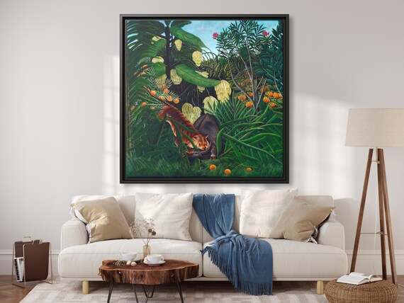 Henri Rousseau Fight between a Tiger and Buffalo Rousseau Famous Painting Rousseau Print Wall Art Henri Rousseau Famous Art Rousseau Jungle