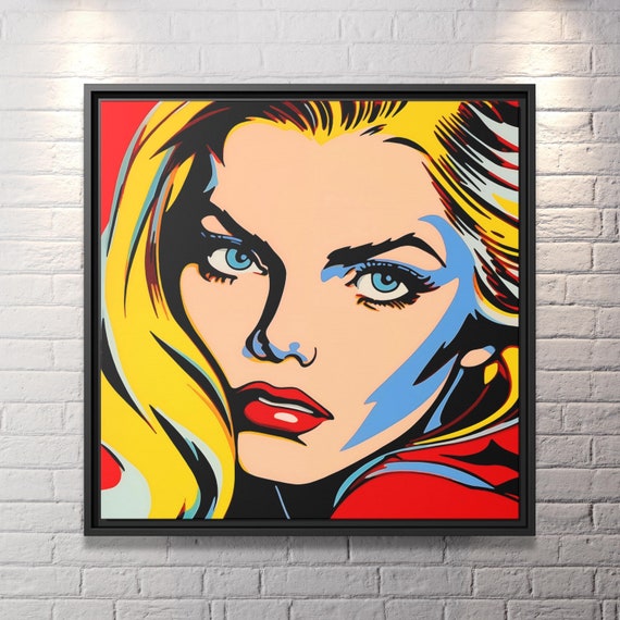 Abstract Woman Face Wall Art Woman Pop Art Andy Warhol Painting Woman Pop Artwork Warhol Pop Art Beautiful Face Art Pop Art Girl Portrait